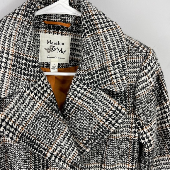 Maralyn & Me Tweed Plaid Peacoat Jacket Grey Multicolor Button Front Sz S - Picture 6 of 6